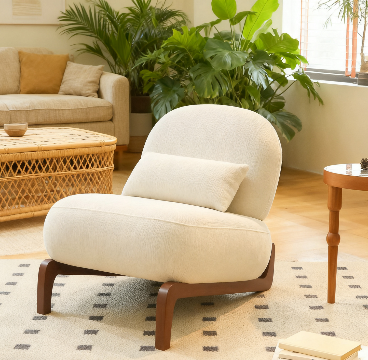 Accent Chair with Solid Wood Legs