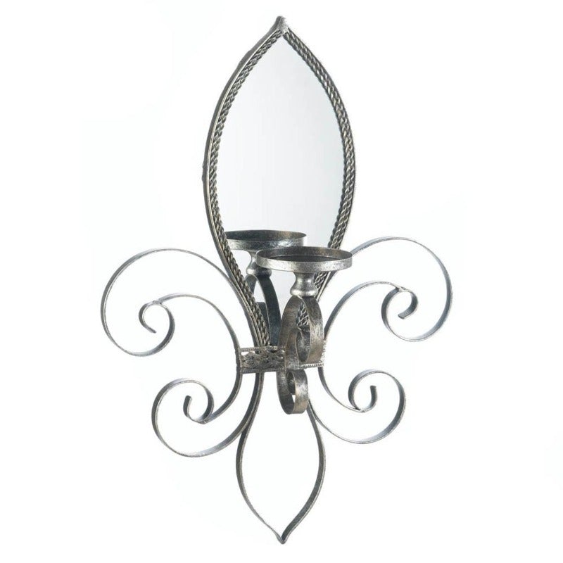 Fleur-De-Lis Mirrored Wall Sconce - Novus Decor Wall Decor