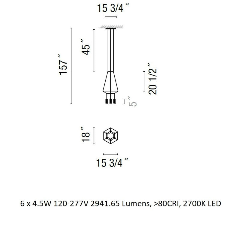 Wireflow 3D Hexagonal Pendant Light
