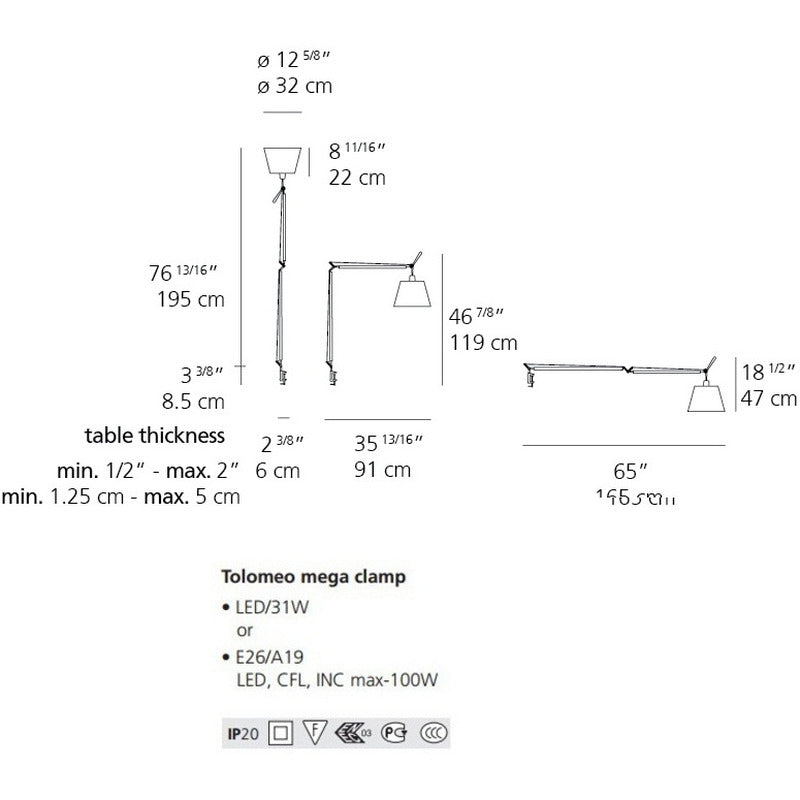 Tolomeo Mega Table Clamp Light