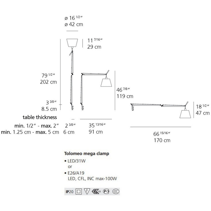 Tolomeo Mega Table Clamp Light