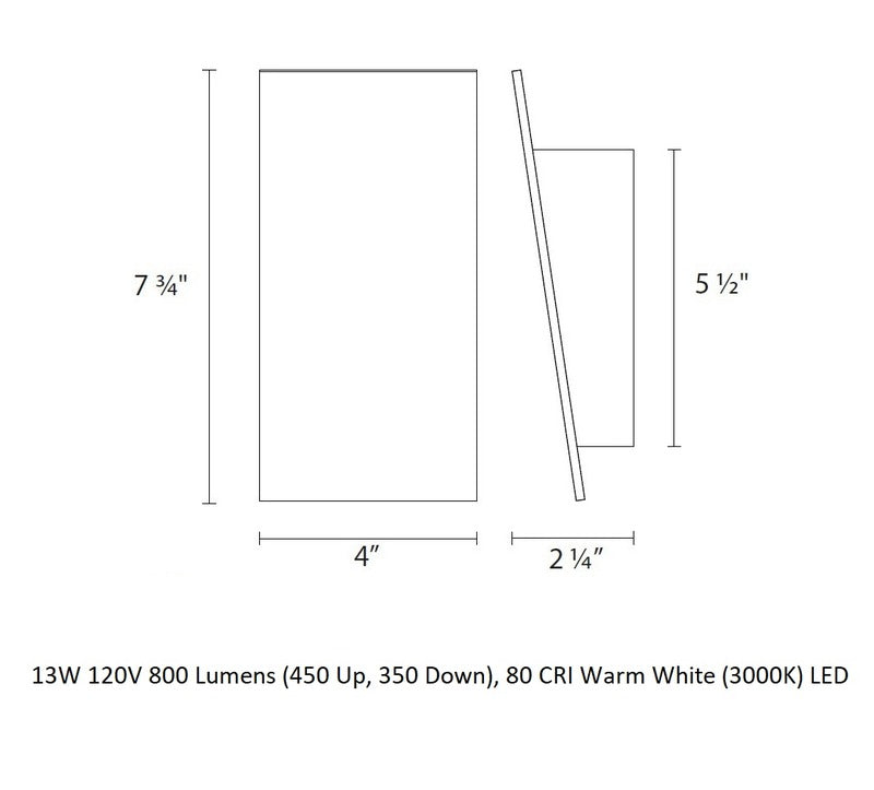 Angled Plane Narrow Wall Light