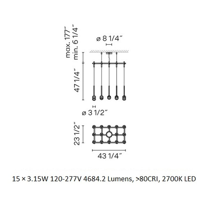 Algorithm Rectangular LED Pendant Light