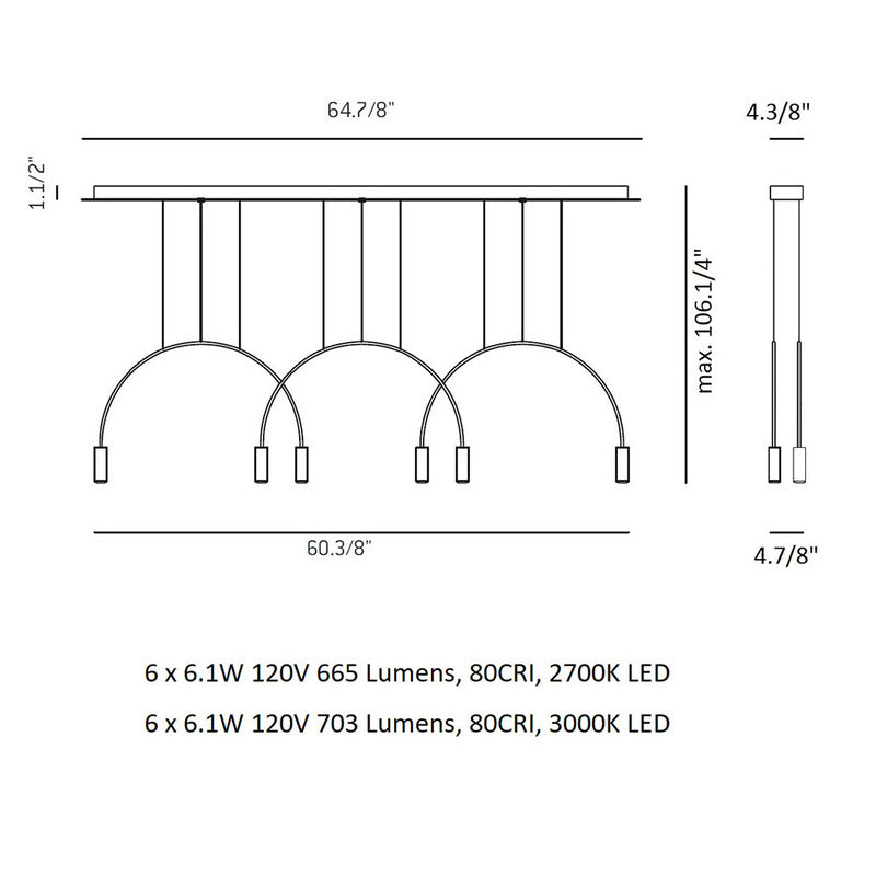 Volta L165.3D Linear Pendant Light