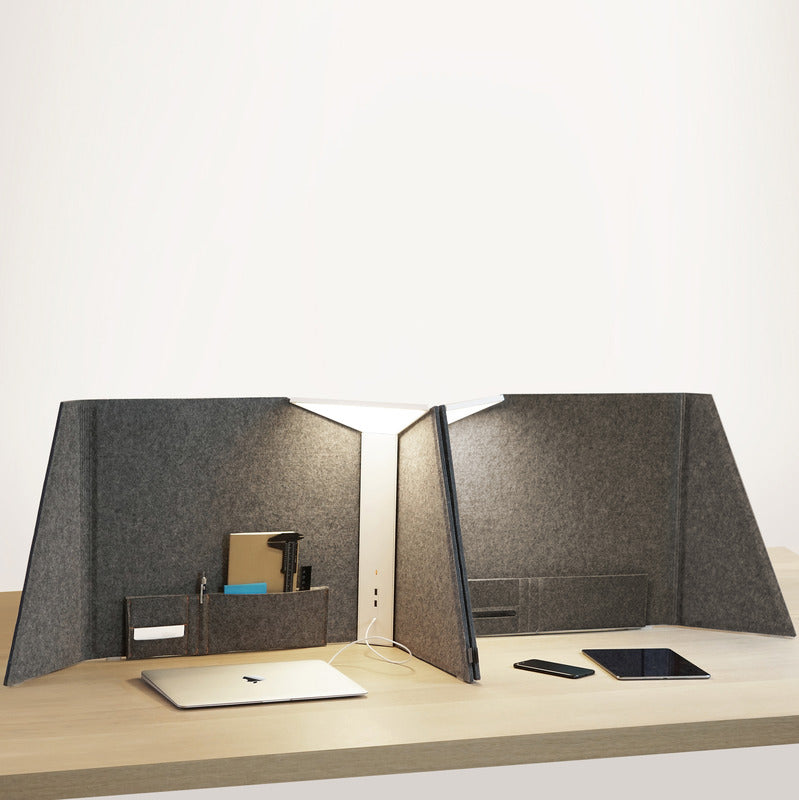 Corner Office Table Lamp with Acoustic Privacy Shade
