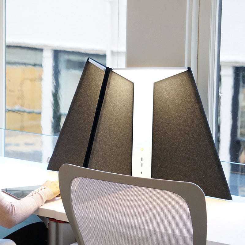 Corner Office Table Lamp with Acoustic Privacy Shade