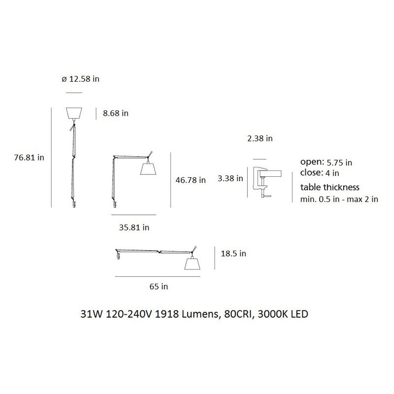 Tolomeo Mega LED Table Clamp Light