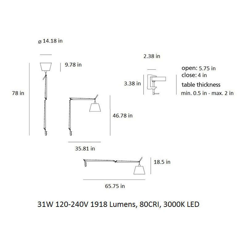 Tolomeo Mega LED Table Clamp Light