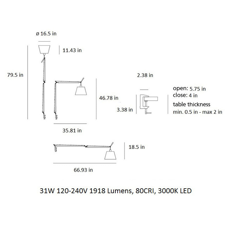 Tolomeo Mega LED Table Clamp Light