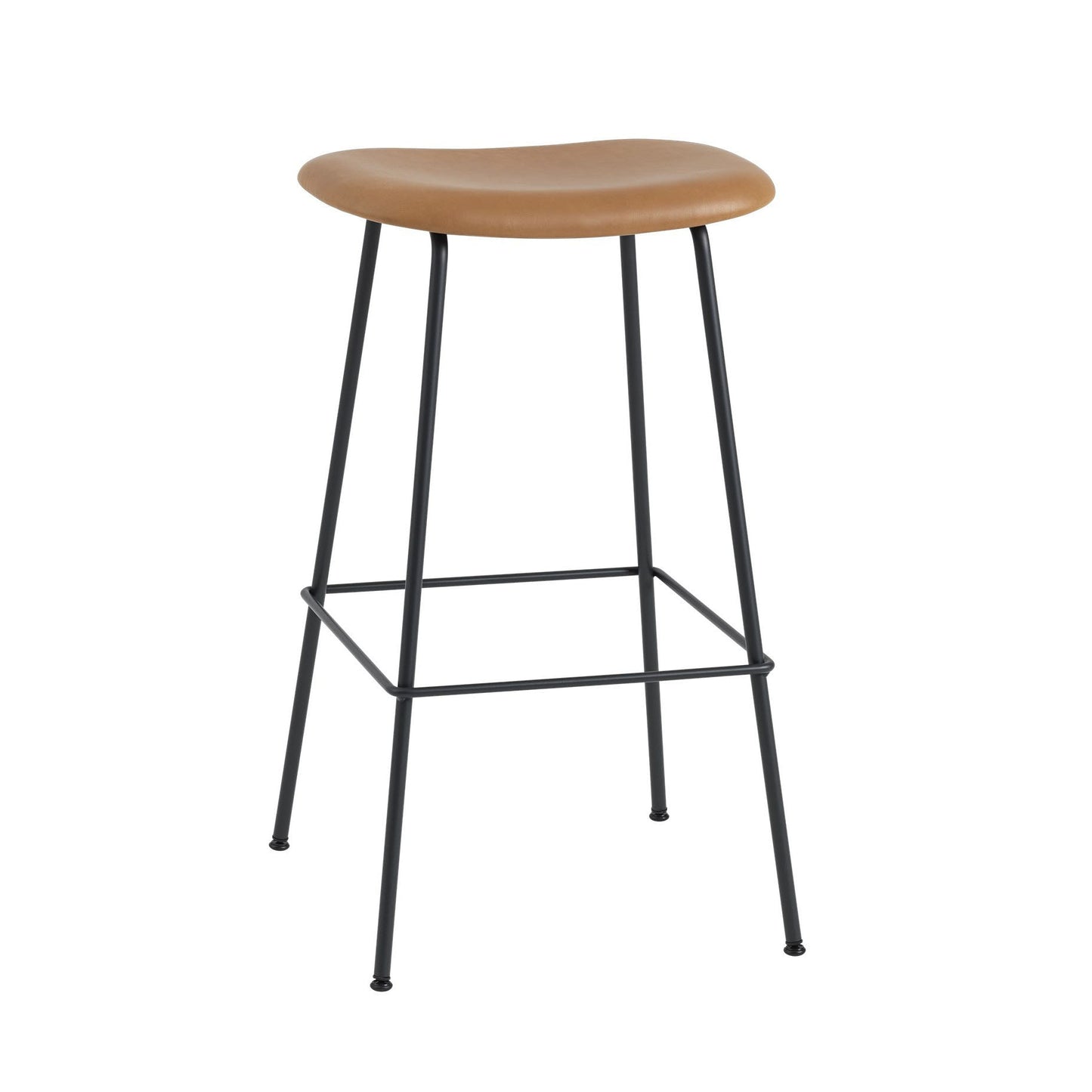 Fiber Upholstered Backless Stool with Tube Base