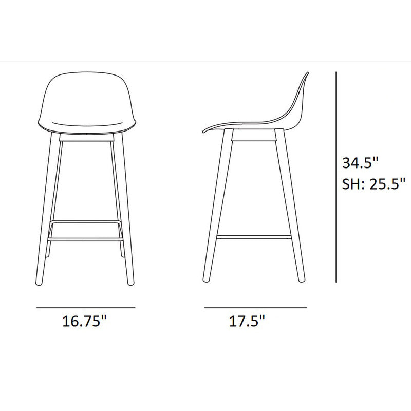Fiber Upholstered Backrest Stool with Wood Base