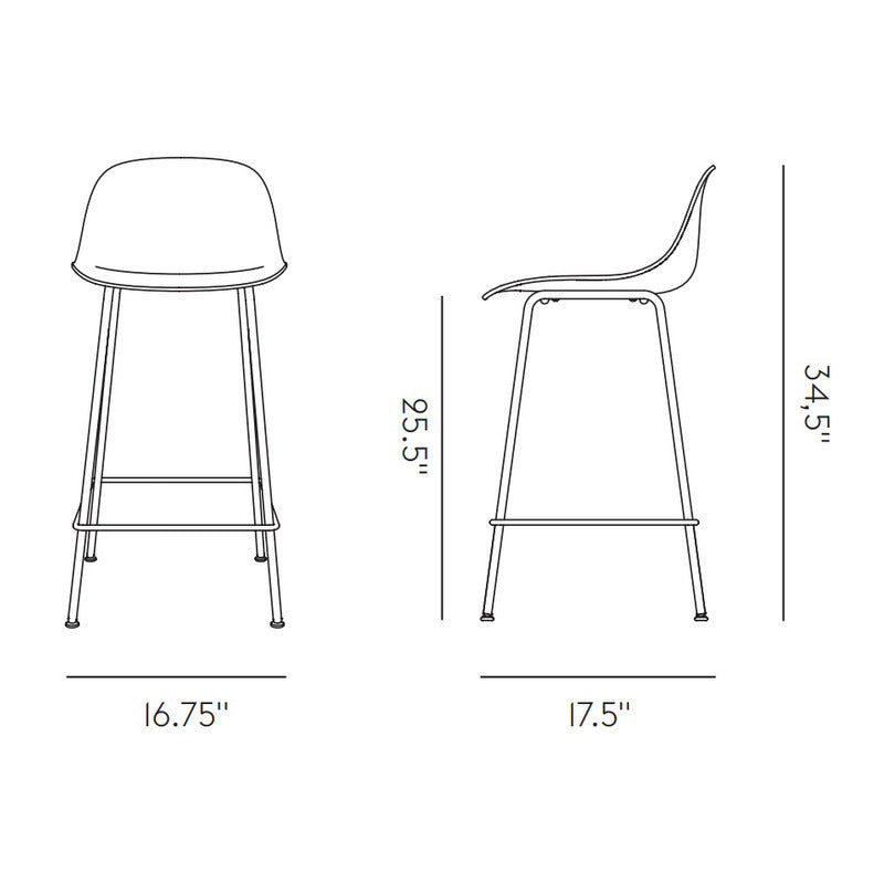 Fiber Upholstered Stool with Tube Base