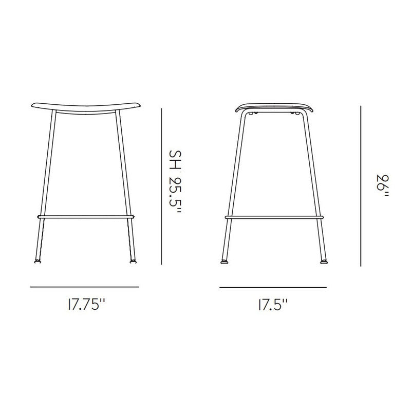 Fiber Backless Stool with Tube Base