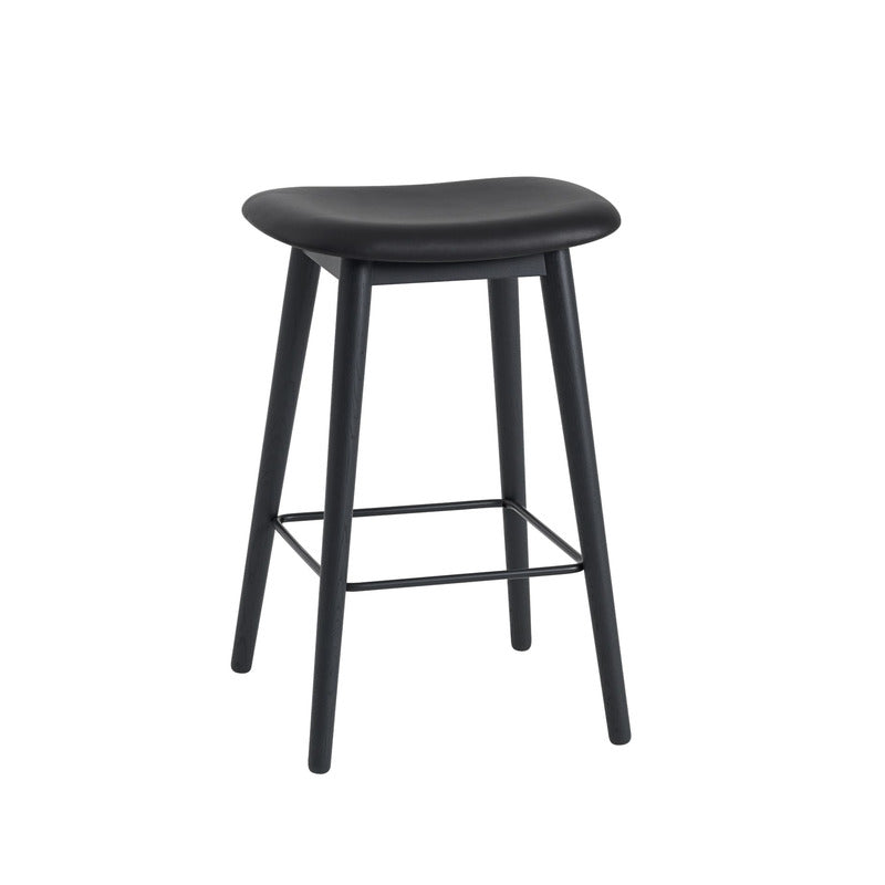 Fiber Upholstered Stool with Wood Base