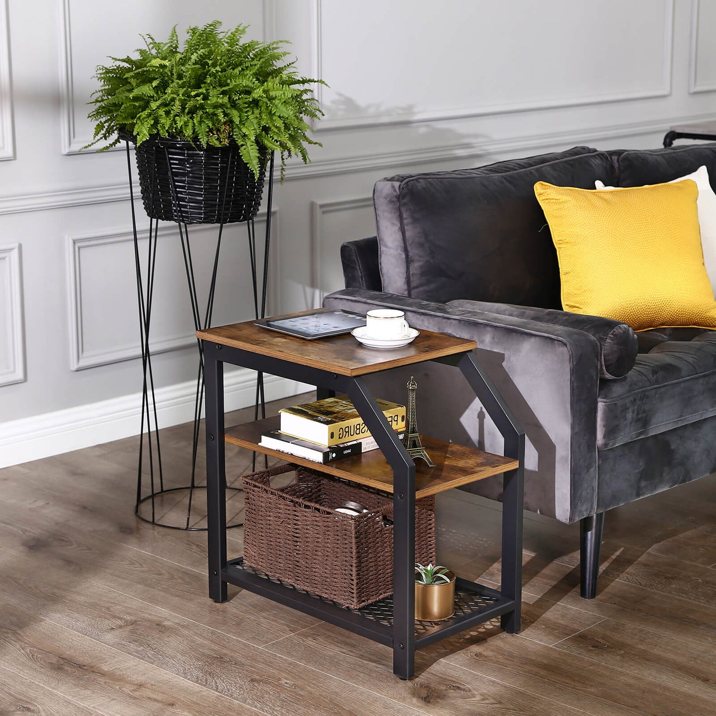 3-Tier Industrial Side Table