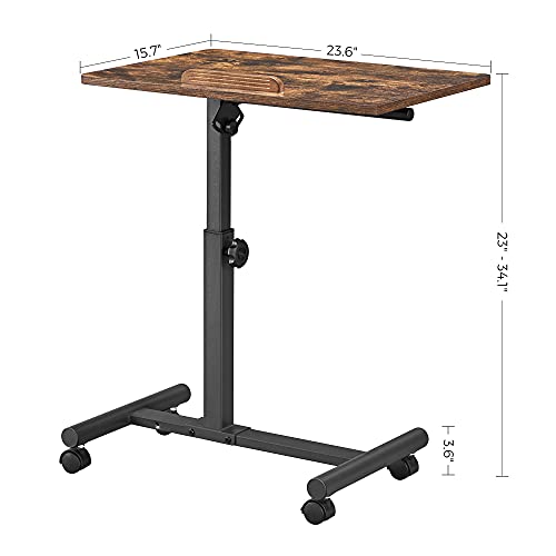 Tilting Top End Table with 2 Lockable Rolling Wheels