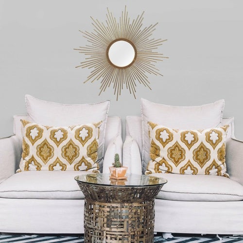 26" Round Gold Metal Sunburst Framed Wall Mirror - Novus Decor Wall Decor