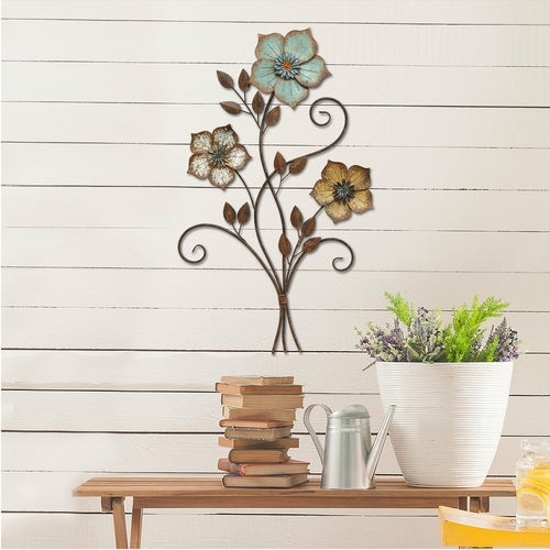 Distressed Chic Metal Flower Wall Decor - Novus Decor Wall Decor