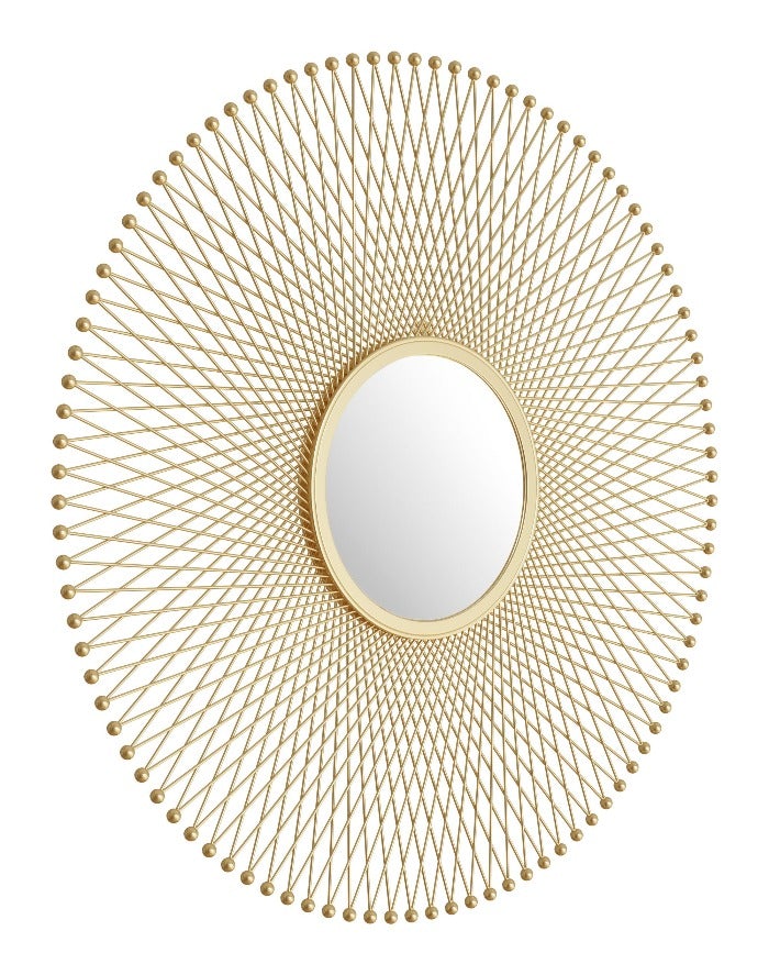 35" x 1" x 35" Gold Iron MDF Round Mirror - Novus Decor Wall Decor