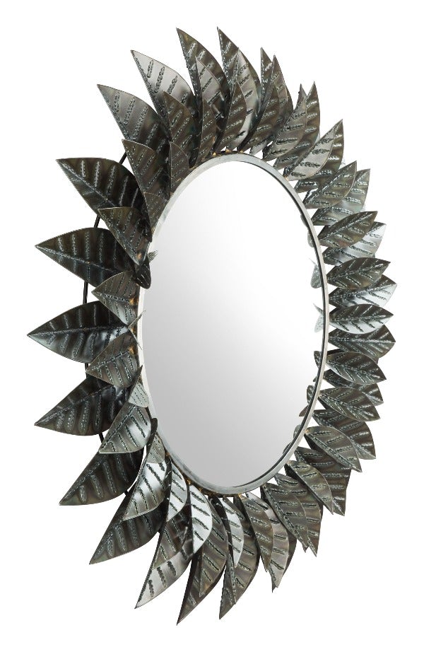 39" x 4.5" x 39" Black Iron MDF Round Mirror - Novus Decor Wall Decor