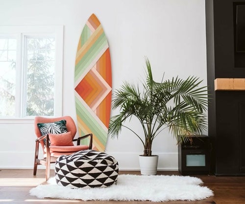 Retro Mod Orange Surfboard Wall Art - Novus Decor wall decor