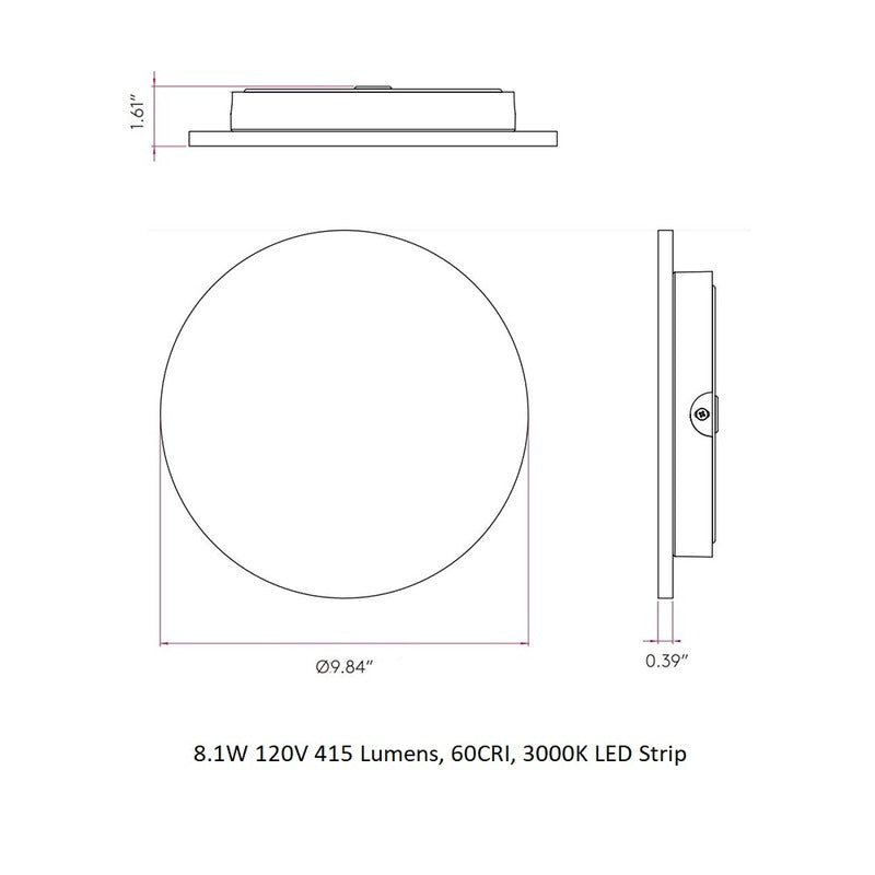 Small: 9.8 in width Eclipse Round LED Wall Sconce OPEN BOX