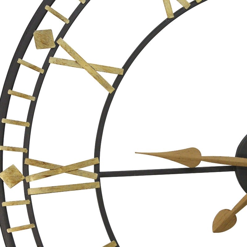Vintage Style Metal Wall Clock w/ Black & Gold - Novus Decor Wall Decor