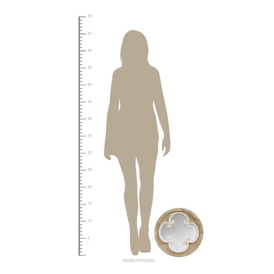 Coastal Whitewash Scrollwork Wood Wall Mirror - Novus Decor Wall Decor