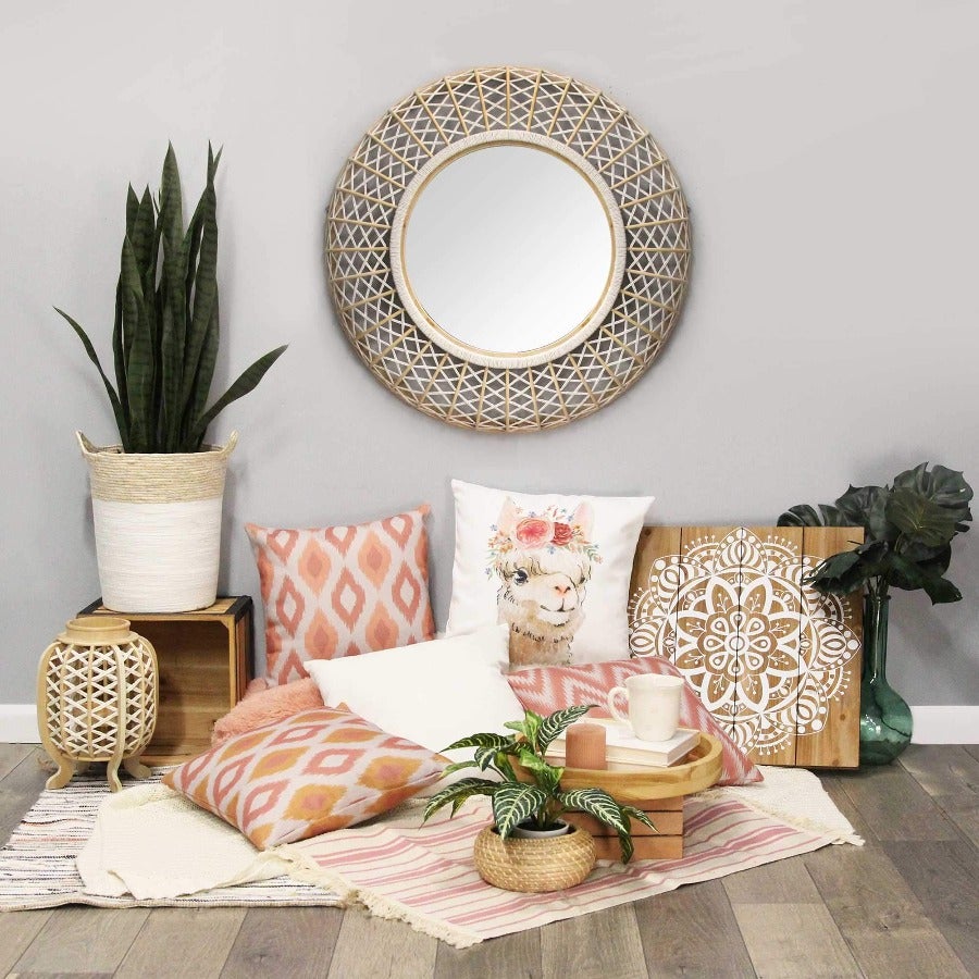 33.5" Woven Rattan Mirror - Novus Decor Wall Decor