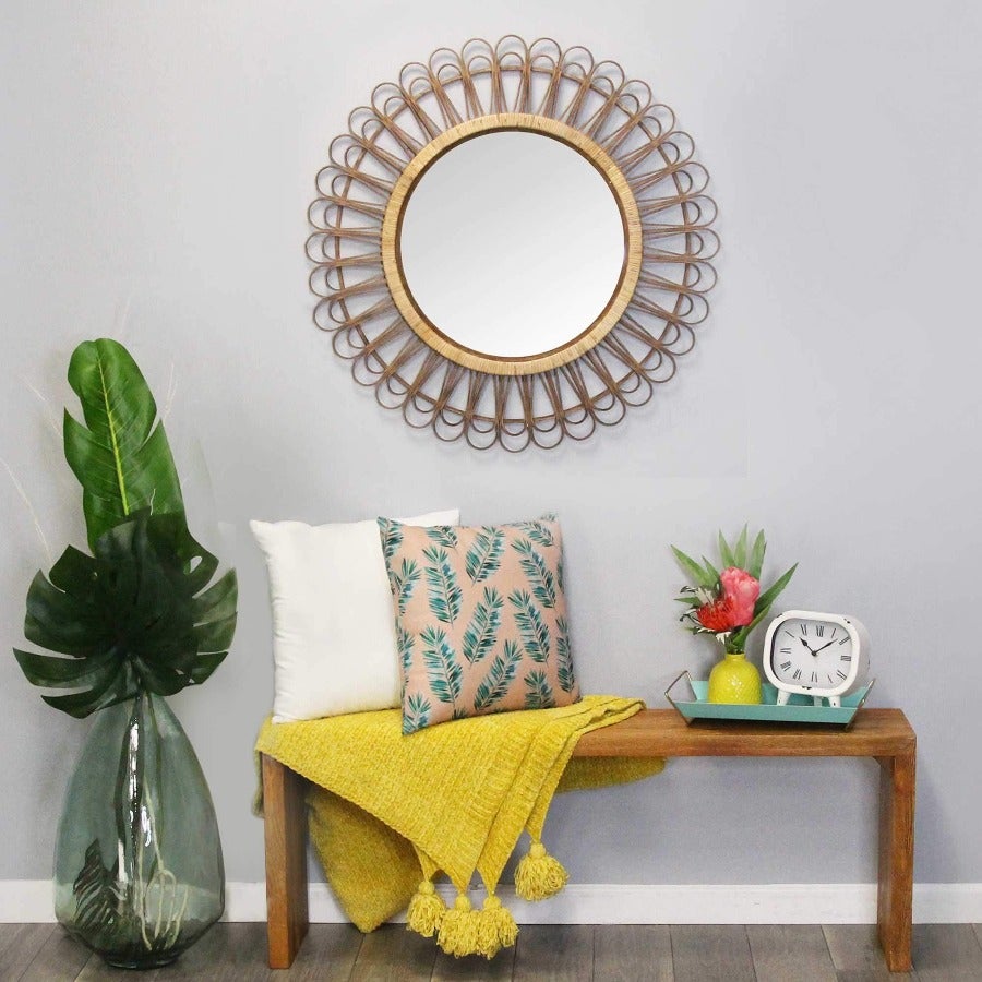 34" Bamboo Tulum Rattan Wall Mirror - Novus Decor Wall Decor