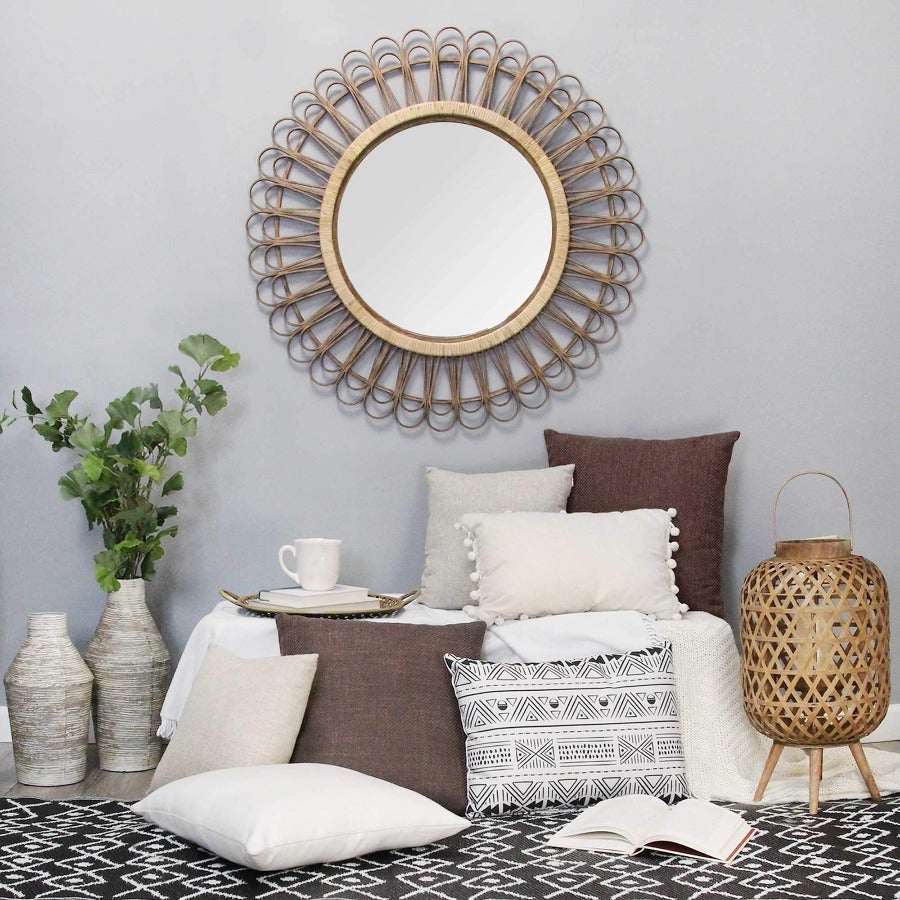 34" Bamboo Tulum Rattan Wall Mirror - Novus Decor Wall Decor