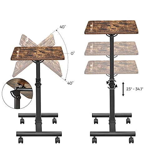 Tilting Top End Table with 2 Lockable Rolling Wheels