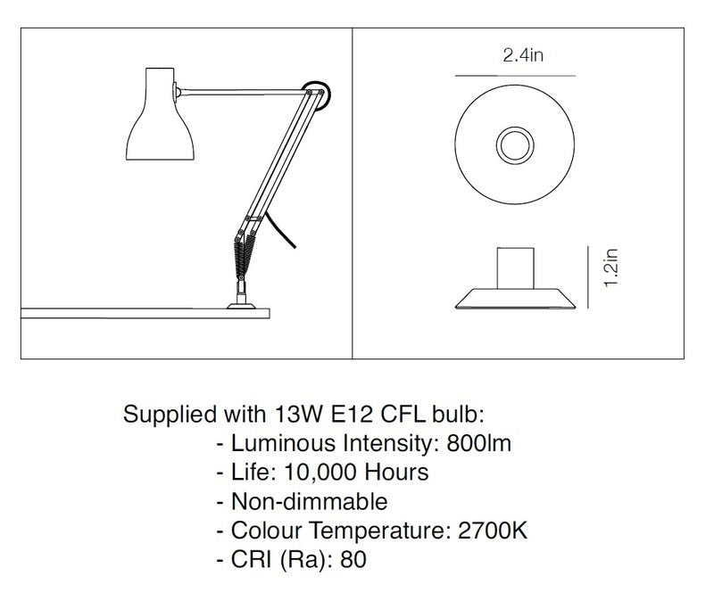 Type 75 Mini with Desk Insert Light