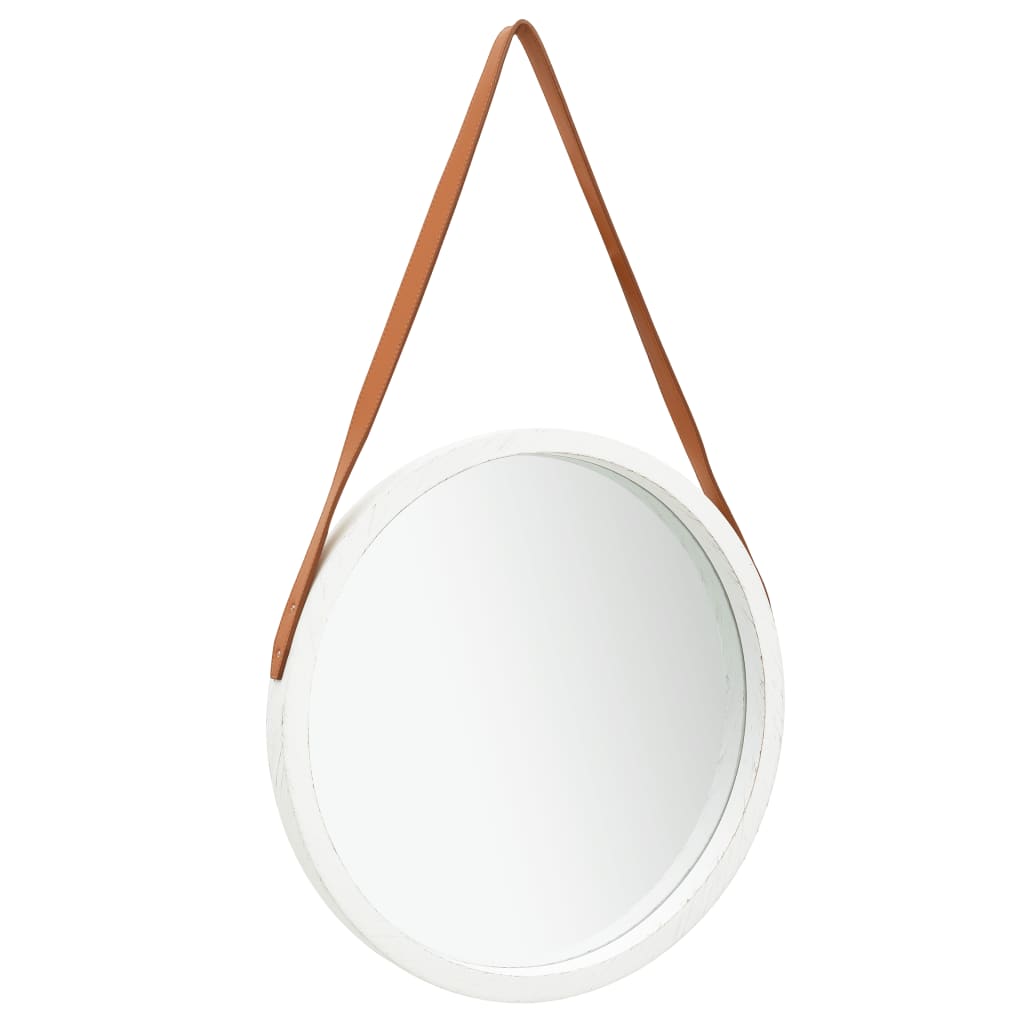 Wall Mirror with Strap 15.7" White - Novus Decor Wall Decor