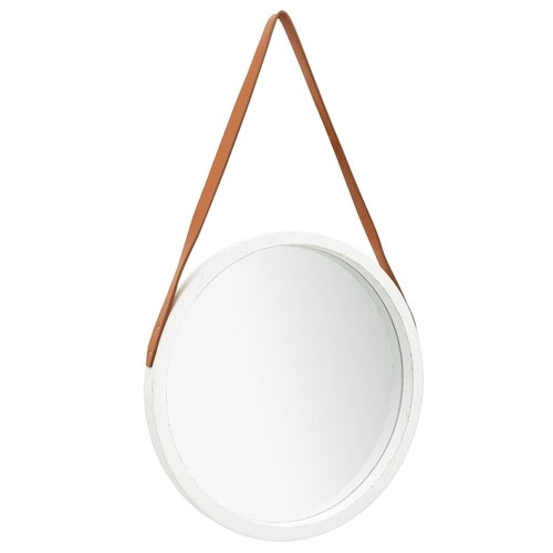 Wall Mirror with Strap 15.7" White - Novus Decor Wall Decor