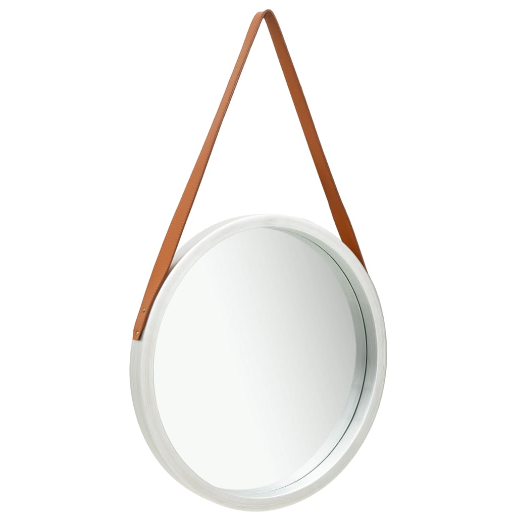 Wall Mirror with Strap 15.7" White - Novus Decor Wall Decor
