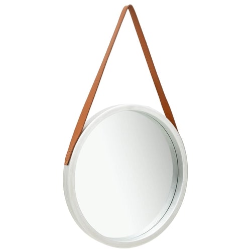 Wall Mirror with Strap 15.7" White - Novus Decor Wall Decor