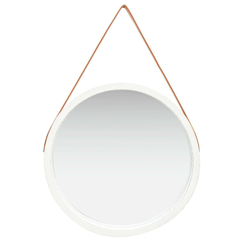 Wall Mirror with Strap 15.7" White - Novus Decor Wall Decor