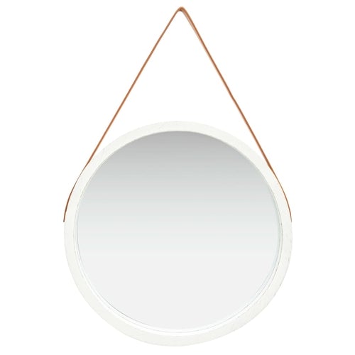 Wall Mirror with Strap 15.7" White - Novus Decor Wall Decor