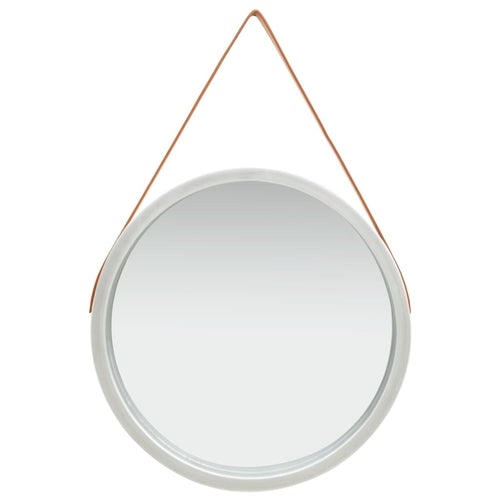 Wall Mirror with Strap 15.7" White - Novus Decor Wall Decor