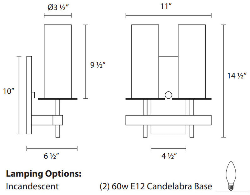 Tuxedo Two Light Wall Light