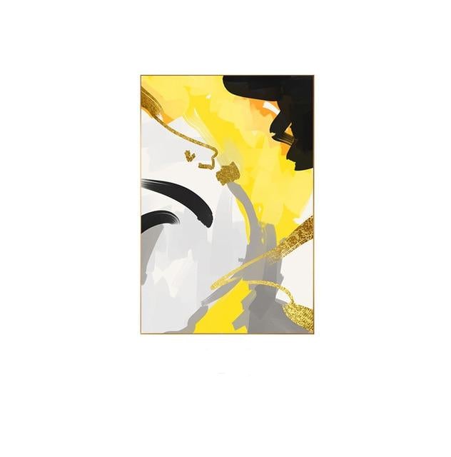 Amalla Yellow and Black Canvas Prints