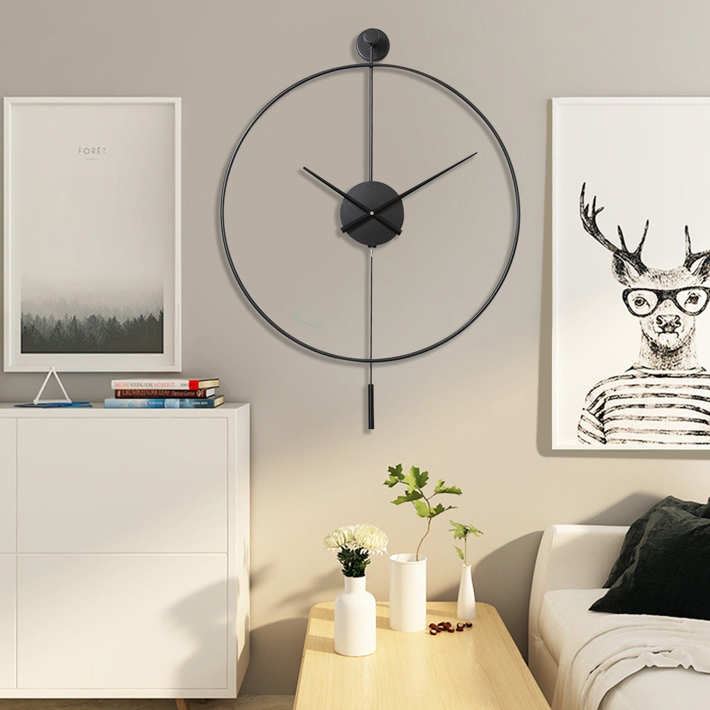 【 Extra $20 Off Now】Modern Minimalist Large Wall Clock with Pendulum