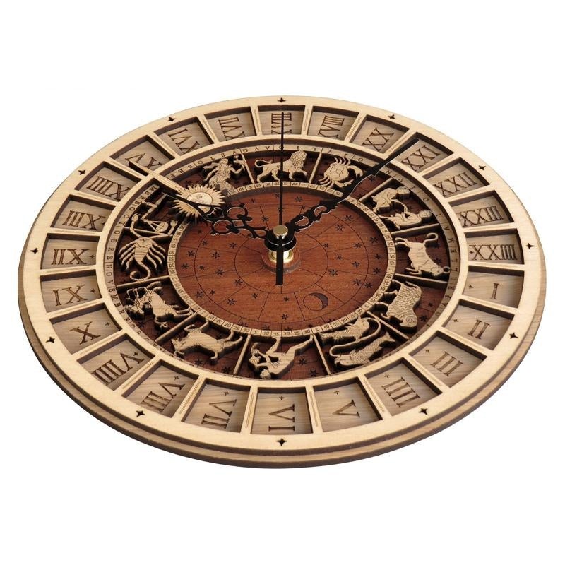 12 Constellations Wooden Wall Clock - Novus Decor Wall Decor