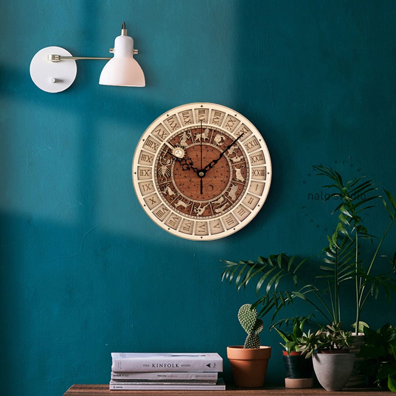 12 Constellations Wooden Wall Clock - Novus Decor Wall Decor