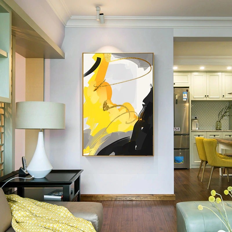 Amalla Yellow and Black Canvas Prints