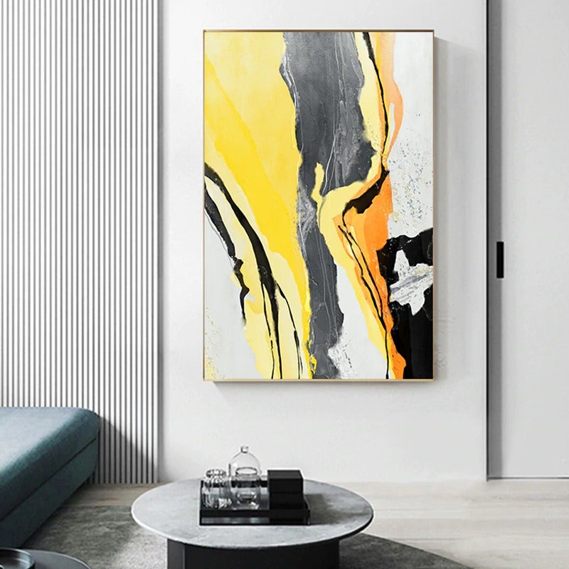 Amalla Yellow and Black Canvas Prints