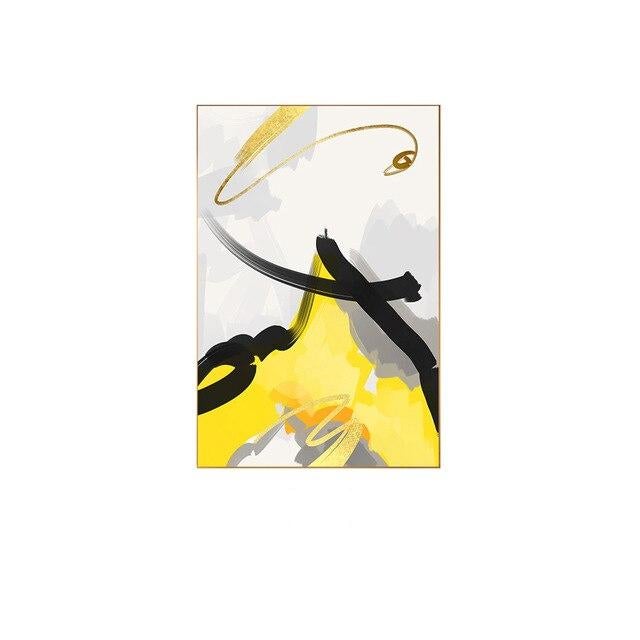 Amalla Yellow and Black Canvas Prints