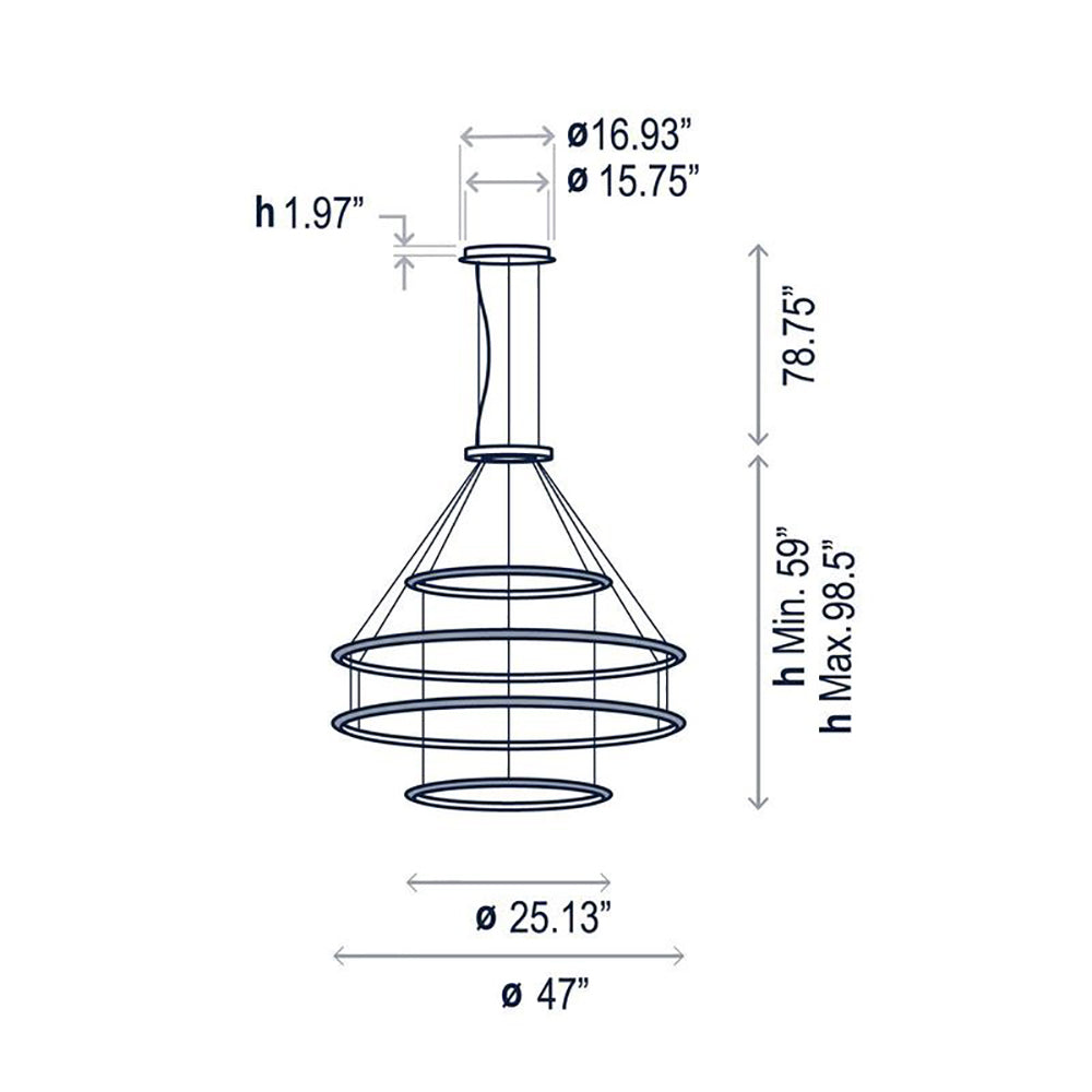 Circular Four Ring Pendant Light