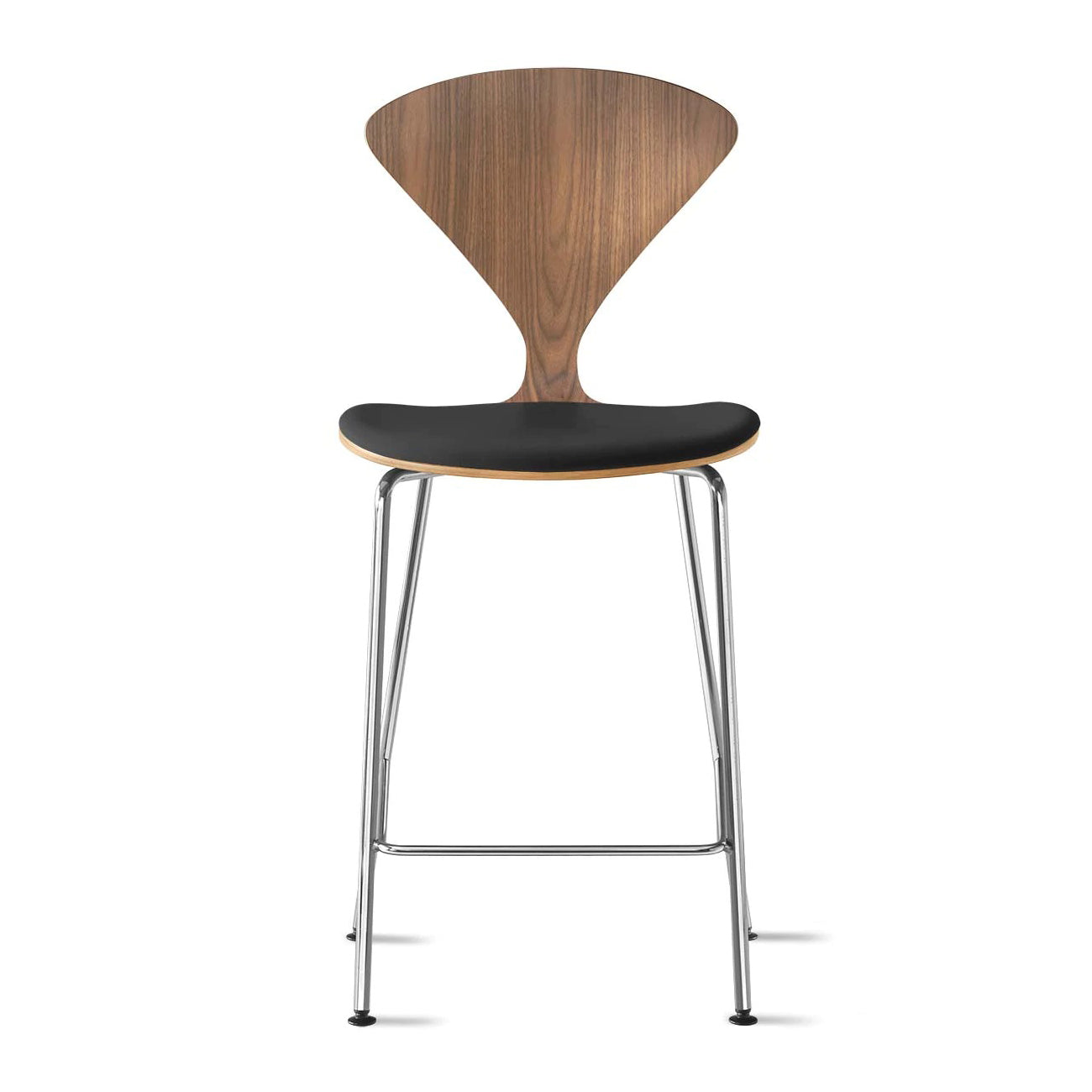 Bar Stool with Chrome Base - Upholstered Seat